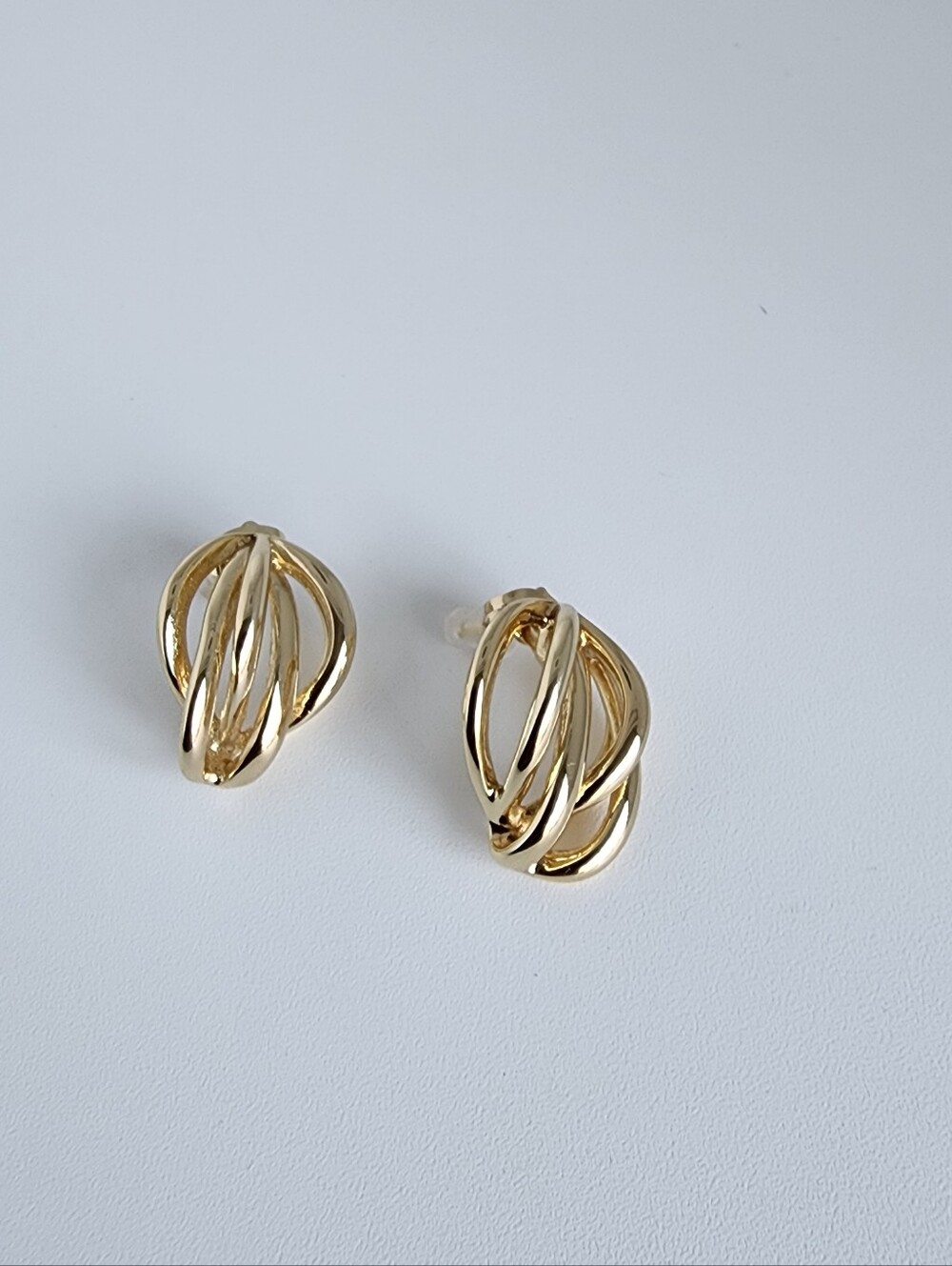 Gold Plated Openwork Knot Stud Earrings Modern Statement Jewelry